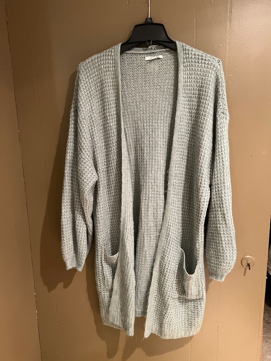 American Eagle Outfitters Sweaters - American Eagle Outfitters Light Green Waffle Knit Open Front Cardigan Sz M Wom